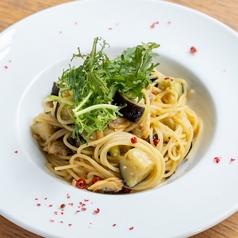 むきアサリと長茄子の柚子胡椒和風パスタ