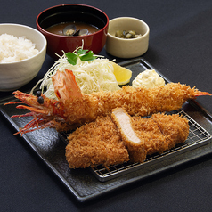 有頭大海老フライ霧島黒豚ロースかつ定食
