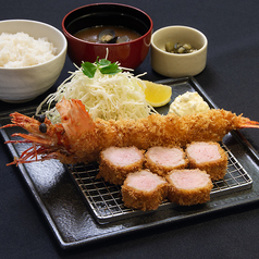 有頭大海老フライ霧島黒豚ひれかつ定食