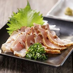 奥州美鶏もも肉の炙り刺し~ゆず胡椒と九州醤油で~