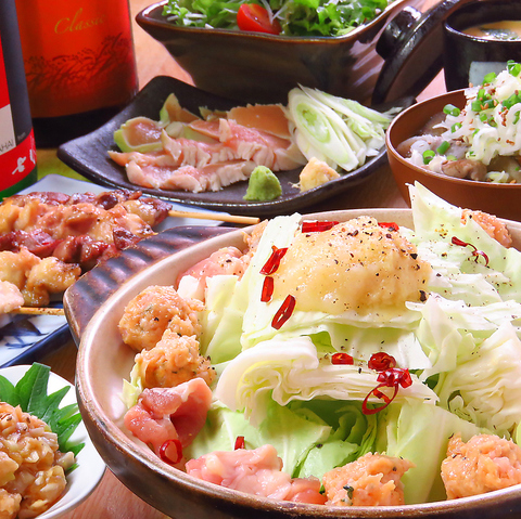 歓送迎会に☆【菜彩鶏】を炭火で焼き上げた絶品串焼きと地方鍋のコースをご用意！