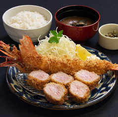 有頭大海老フライひれかつ定食