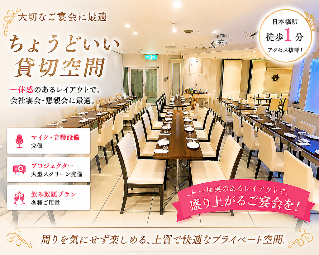 人数様に応じて貸切空間をご案内します♪