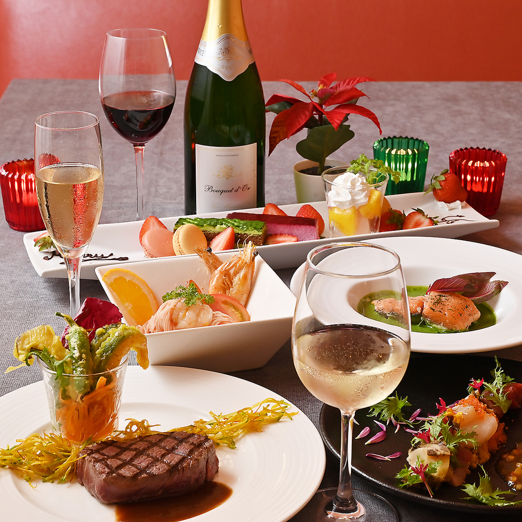 味はもちろん見た目も美しい料理の数々は目でもお楽しみ頂けます。特別な日のご利用にピッタリ◎