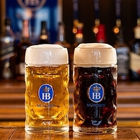 本場ドイツの伝統ホフブロイハウスの樽生ビールを堪能