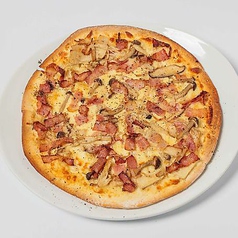 ベーコンとキノコのカルボナーラ風　ピザ