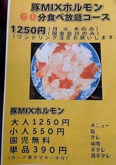 【月・火・水限定】豚MIXホルモン６０分食べ放題コース