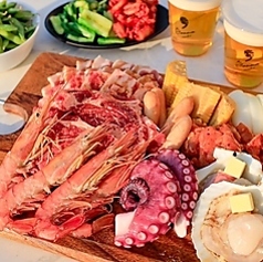 赤海老・ホタテ×プライムビーフ！海鮮W主役BBQコース