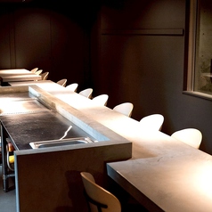 鉄板焼き前のカウンター