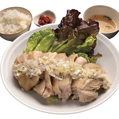 蒸し鶏定食
