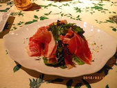 本日の前菜(生ハムと春野菜）
