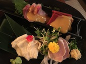 滋賀産4種盛り、まさかのこんにゃくと生麩が(^^;;